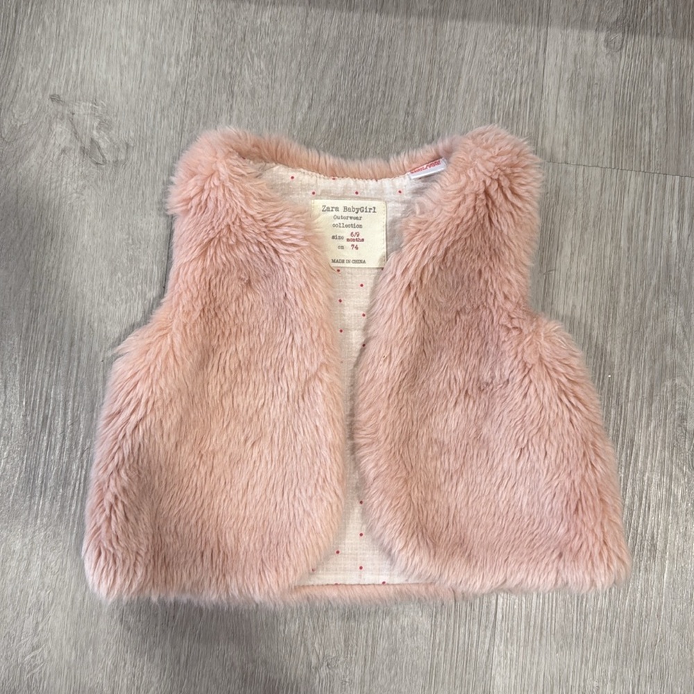 Zara Baby Outerwear Pink Faux Fur Vest